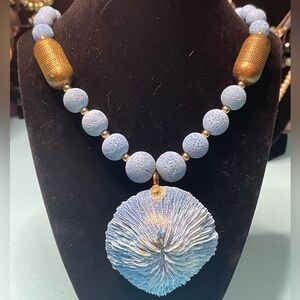 Blue Dyed Coral Statement Necklace